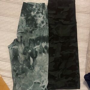 lululemon athletica Gray Tie-Dye and Black Camouflage Leggings